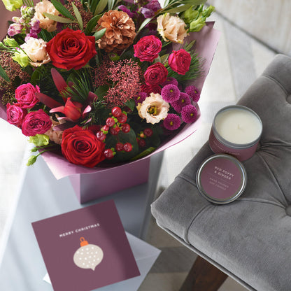 Opulent Classic Christmas Gift Box, Candle & Card