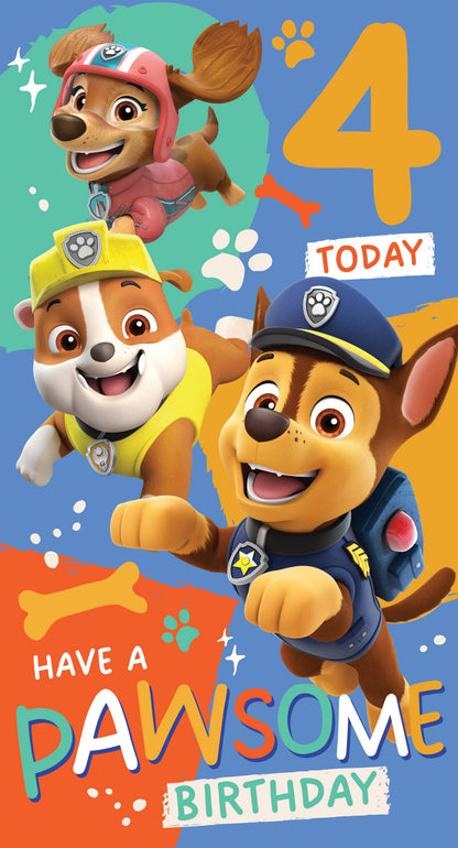 Paw Patrol Age 4 Sticker Birthday Card