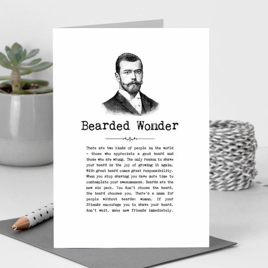 Beards Funny Greeting Card For Him, Bearded Man Illustration
