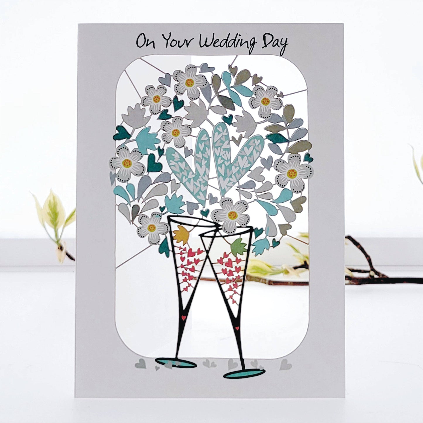 On Your Wedding Day Greeting Card - Champagne Glasses
