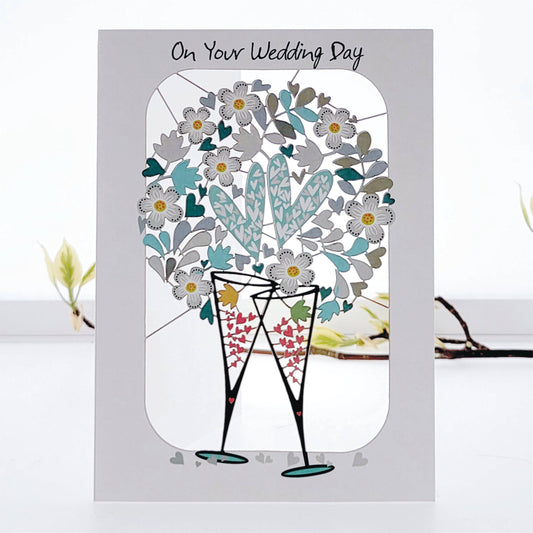On Your Wedding Day Greeting Card - Champagne Glasses