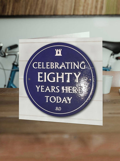 80th Birthday Milestone - Embossed Glossy Greetings Card