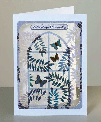With Deepest Sympathy Card - Butterflies in a Window