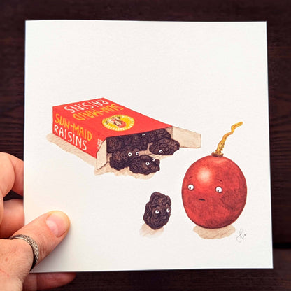Fruity greeting card, Funny quirky Grape Card, Dark humour