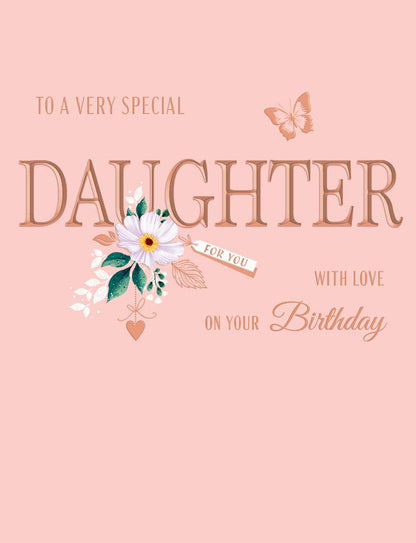 Birthday Card, Daughter, Flowers On Apricot