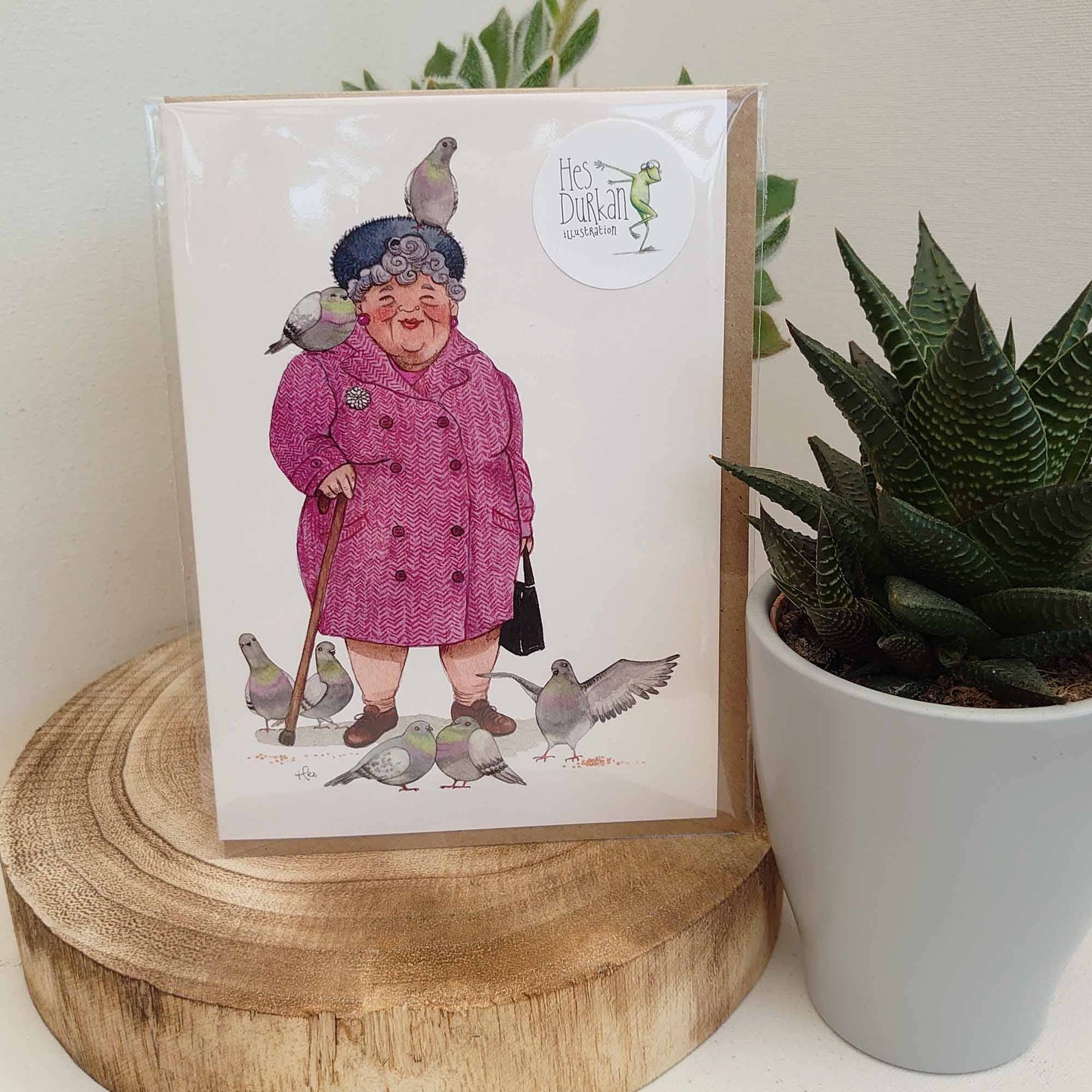 Old lady and pigeons card, Funny Birthday card, Quirky card
