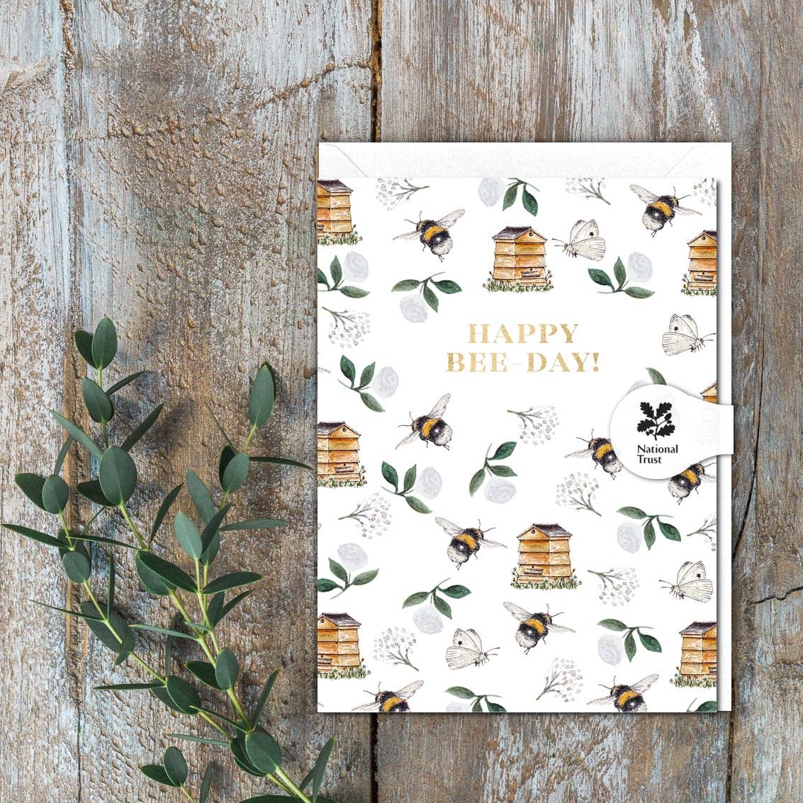Happy Bee-Day! (Bees & Beehives) Card (Cello-Free)