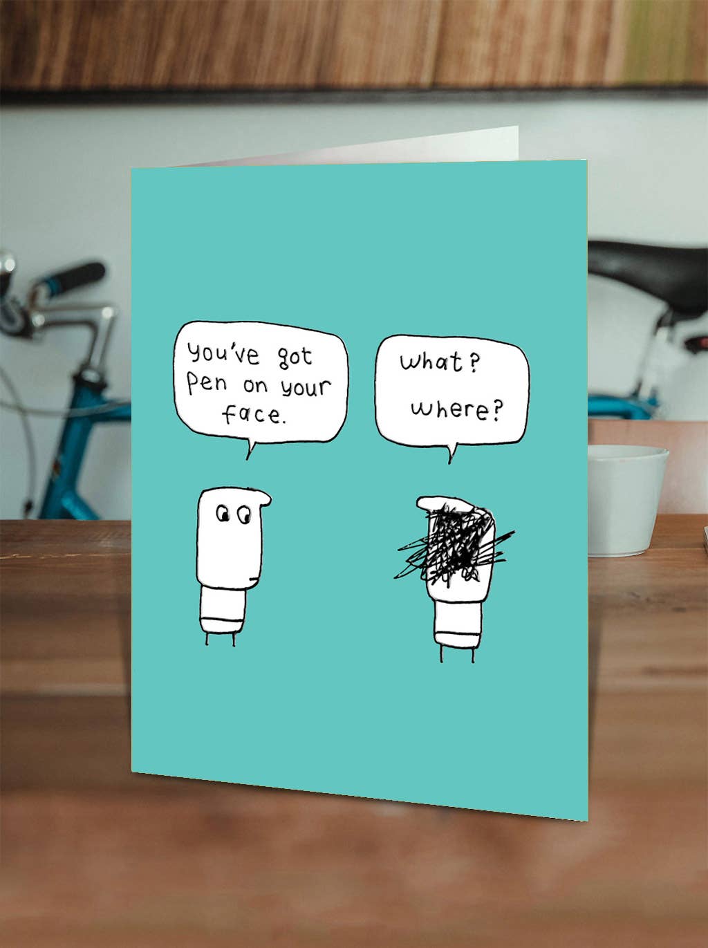 Funny Birthday Card - Embossed Pen On Face Greetings Card