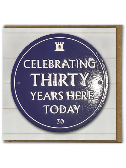 30th Birthday Milestone - Embossed Glossy Greetings Card