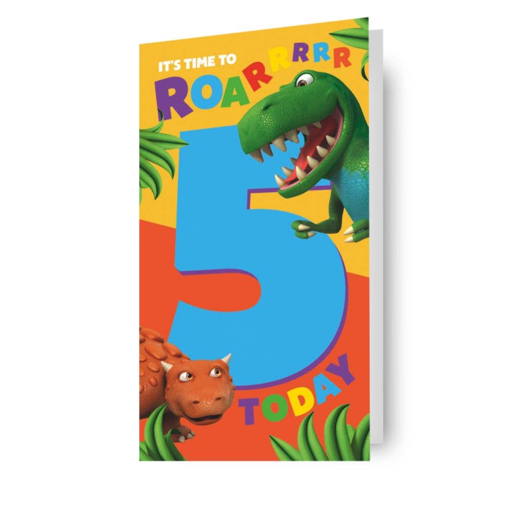 Dinosaur Roar Age 5 Sticker Birthday Card