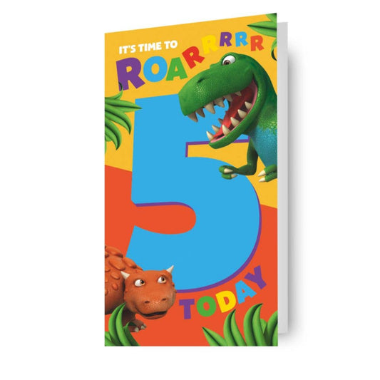 Dinosaur Roar Age 5 Sticker Birthday Card