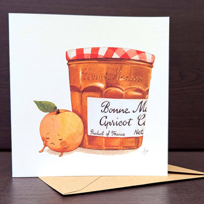 Fruity greeting card, Funny quirky Apricot Card, Dark humour