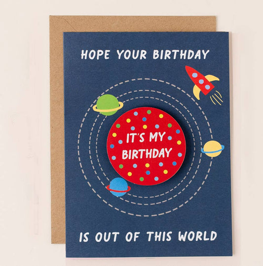 Space Birthday Badge Card