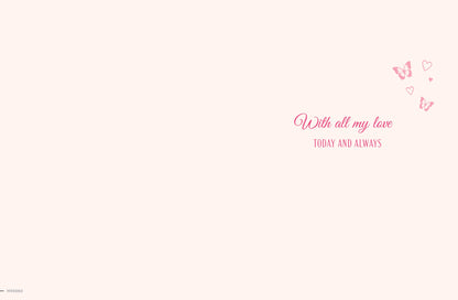 Birthday Card, Wife, Flower On Mint