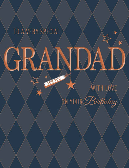 Birthday Card, Grandad, Black Pattern