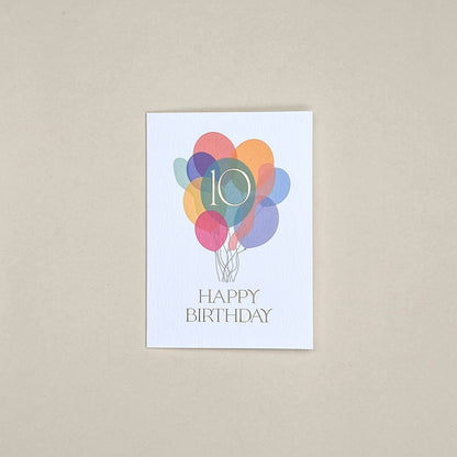 Tenth Birthday Balloon Bunch Card