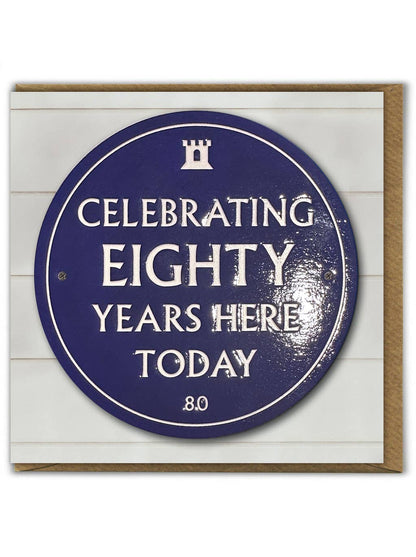 80th Birthday Milestone - Embossed Glossy Greetings Card
