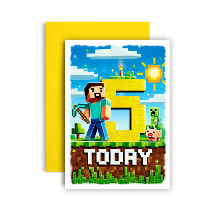 Minecraft Happy Birthday Today Age Birthday Gamer Card