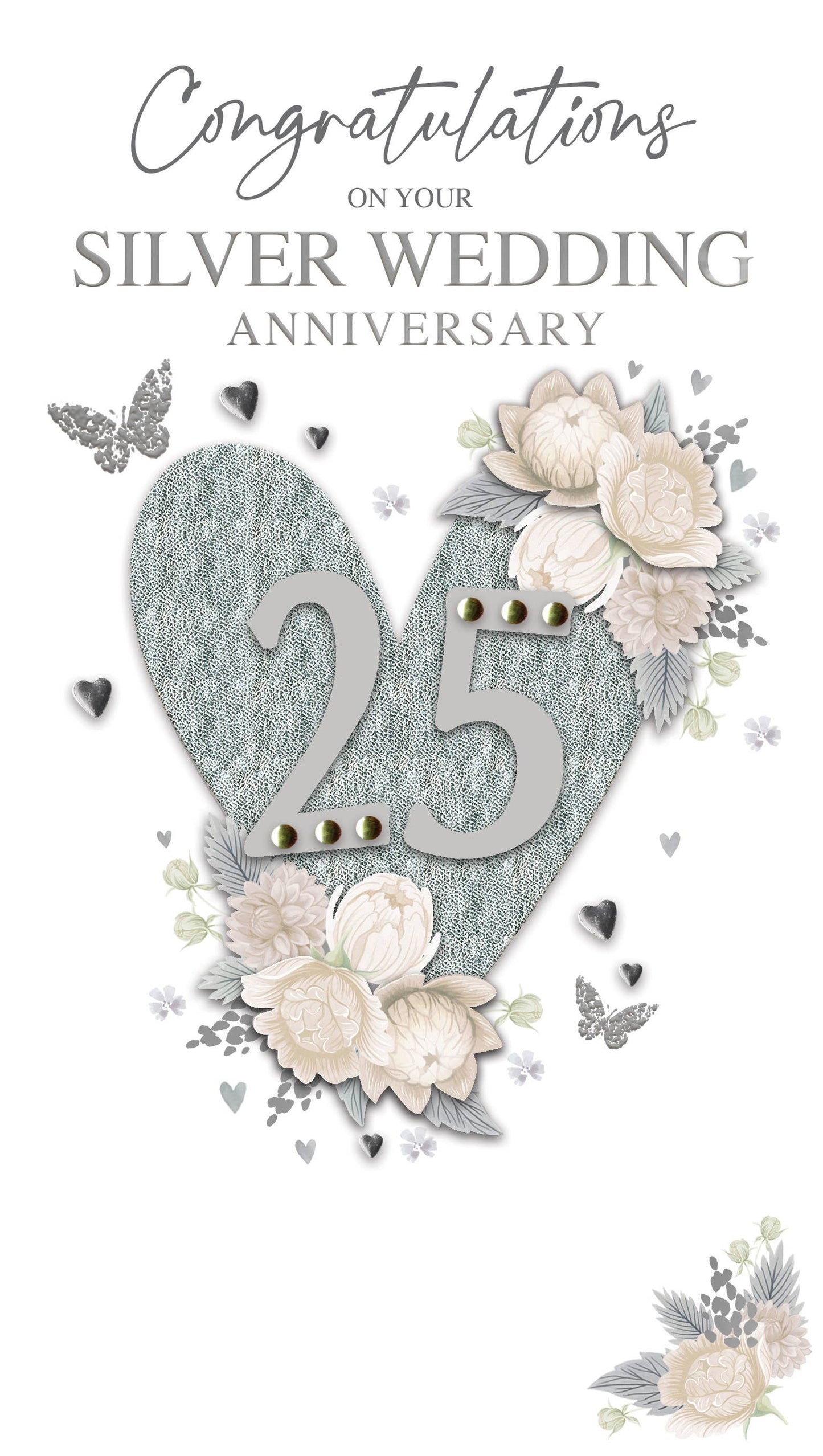 Silver Anniversary-Heart With 25 - Champagne - Second Nature