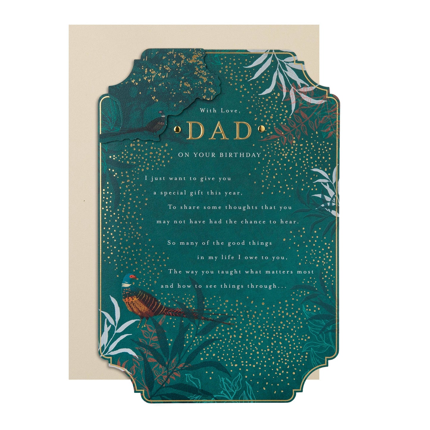 Birthday Card for Dad - Floral Design with Verse