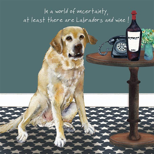 Labradors and Wine Dog Greeting Card