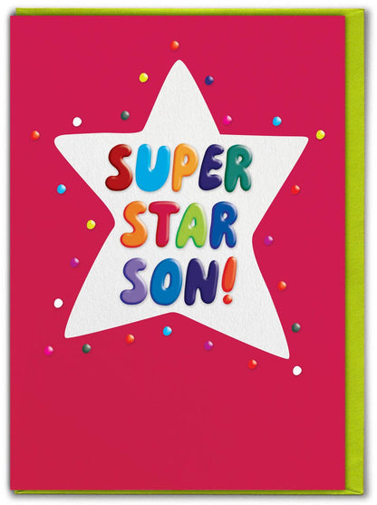 Funny Birthday Card Embossed Greetings Card - Super Star Son