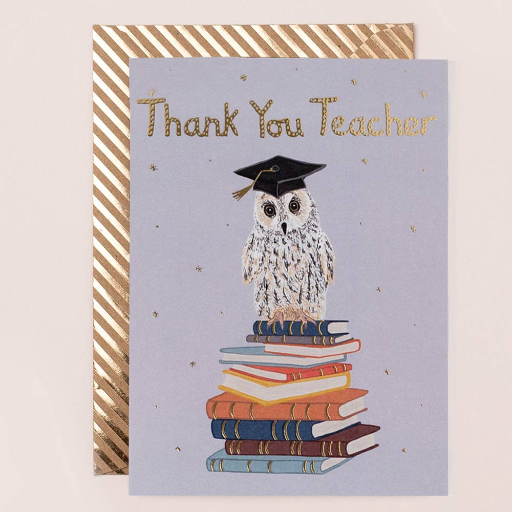 Thank You Teacher Owl Gold Foiled Card