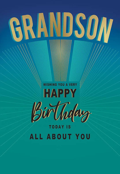 Birthday Card, Grandson, Teal