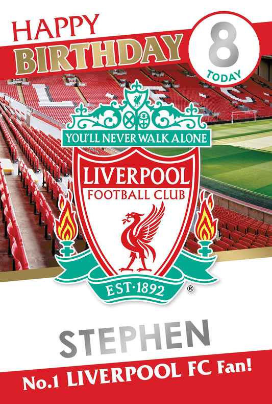 Liverpool FC Personalised Birthday Card With Sticker Sheet