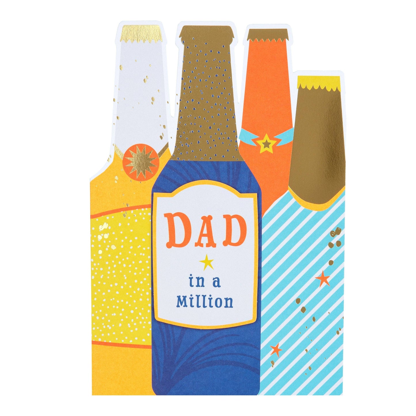 Birthday Card for Dad - Colourful Beer Bottles Design