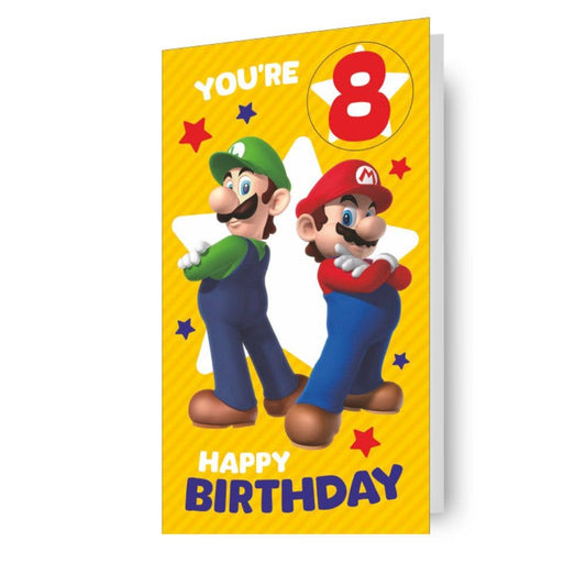 Super Mario Multi Ages 5-8 Sticker Birthday Card