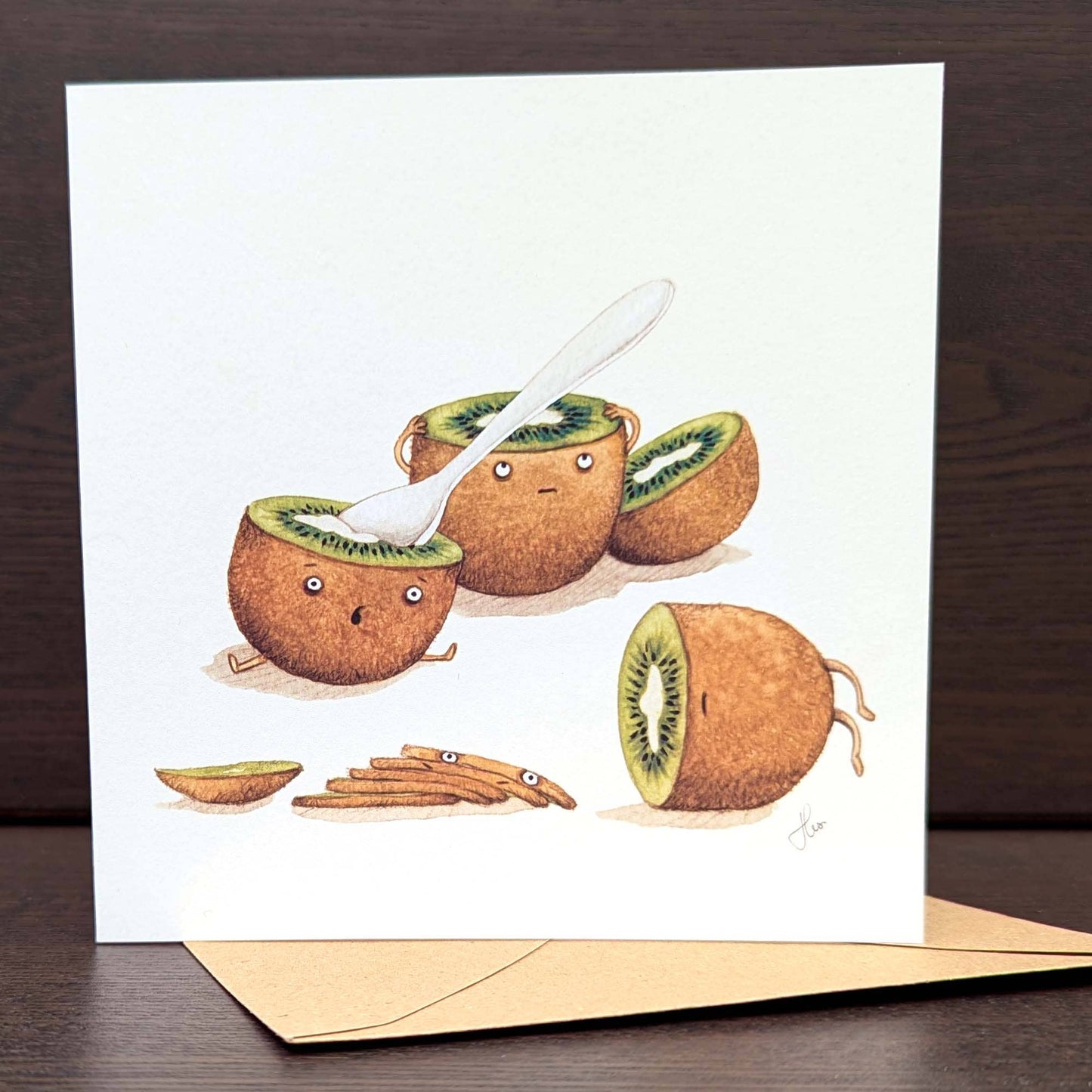 Fruity greeting card, Funny quirky Kiwis Card, Dark humour