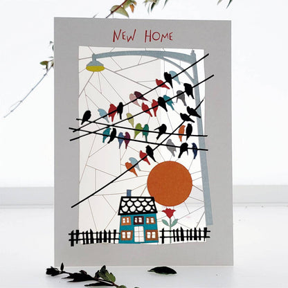 New Home Housewarming Card - House and Birds Design