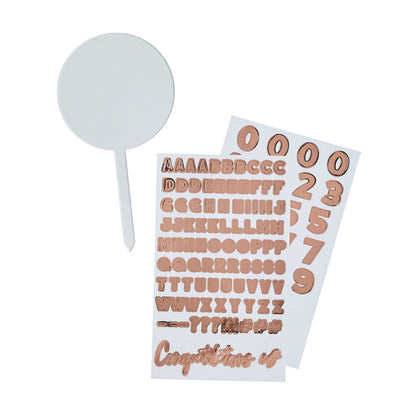 Acrylic Cake Topper & X2 Rose Gold Sticker Sheets