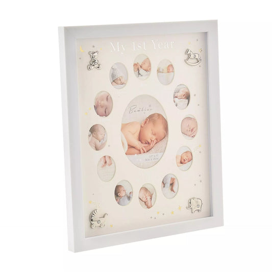 Bambino Multi Aperture First Year Frame with Silver Icons