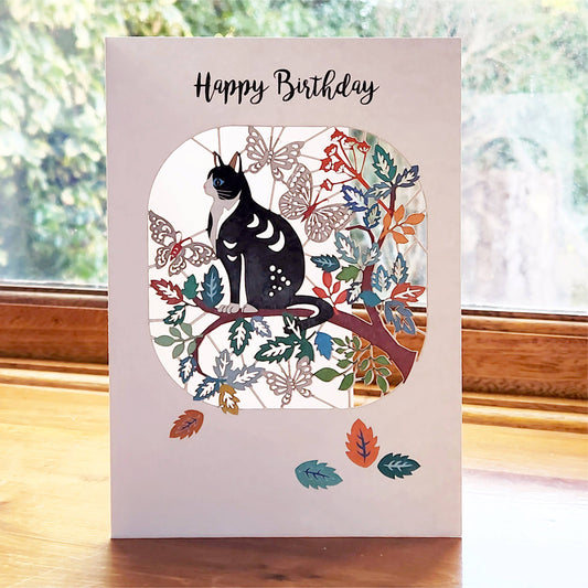 Happy Birthday Card Featuring a Cat