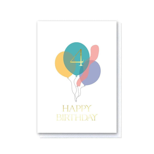 Fourth Birthday Balloon Bunch Card