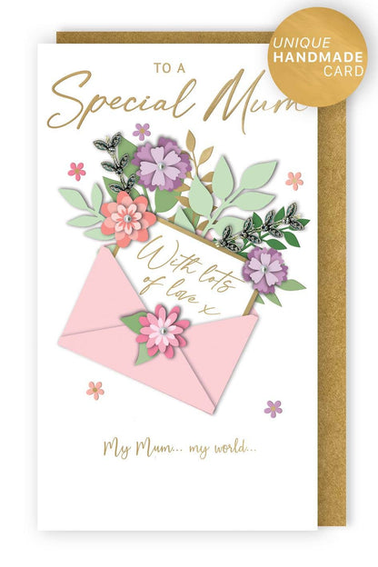 Mum - Envelope With Flowers - Champagne - Second Nature