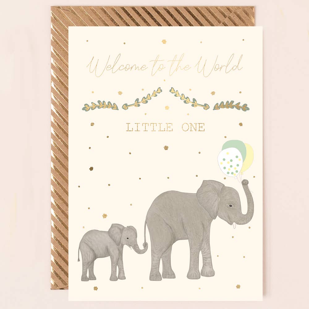 Baby Card with Stork Grey
