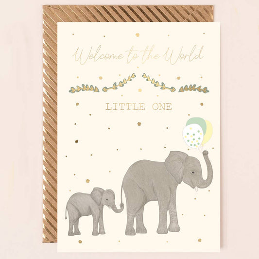 Baby Card with Stork Grey