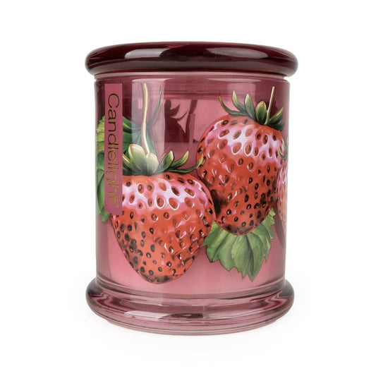 Large Glass Lidded Jar Candle - Wild Strawberry & Rhubarb
