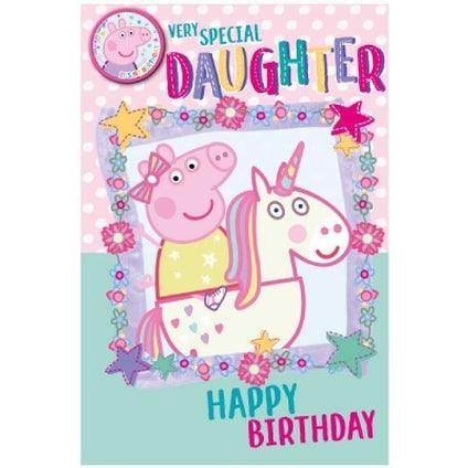 Peppa Pig Daughter Birthday Card & Badge