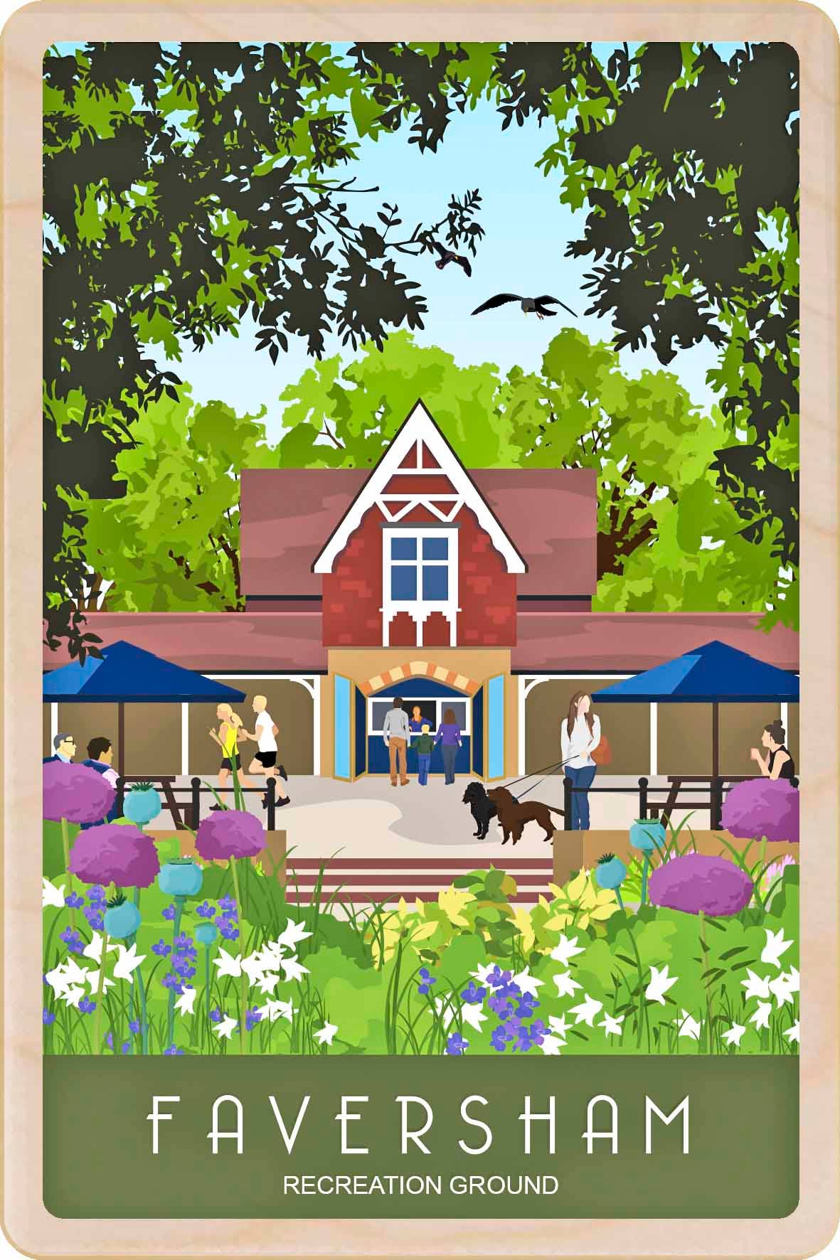 KENT FAVERSHAM wooden postcard, magnet, key tag, sign