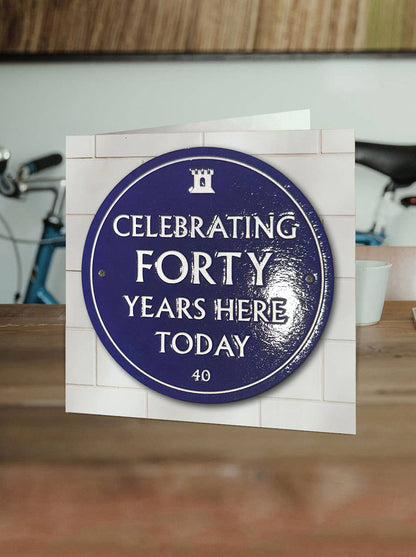 40th Birthday Milestone - Embossed Glossy Greetings Card