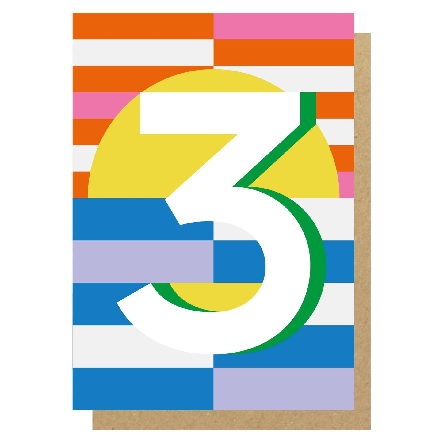 Number 3 colour block card