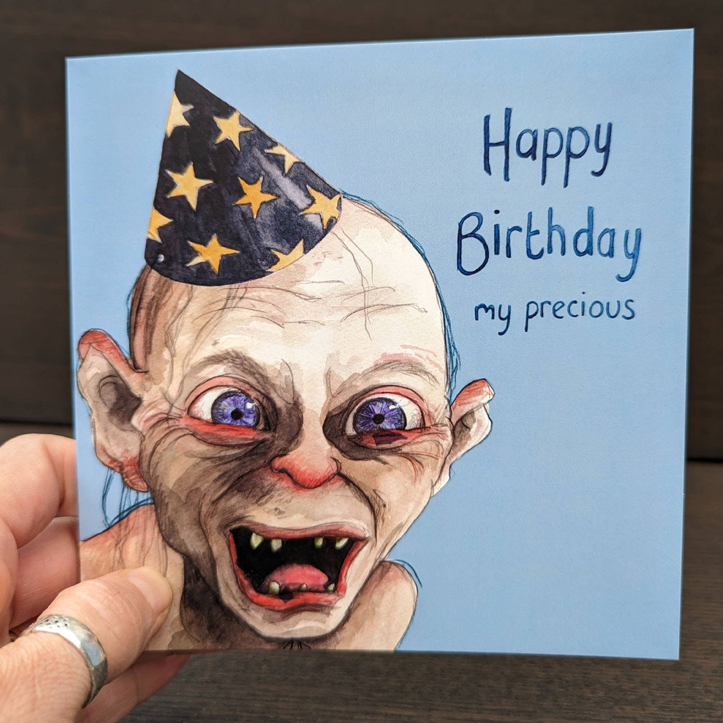 Birthday Gollum face card, LOTR greeting card