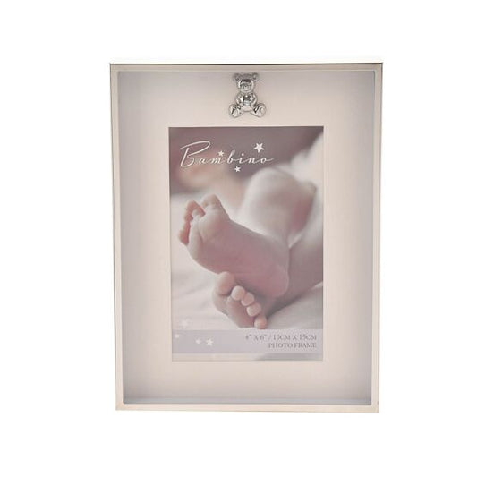 Bambino Thin Silver Plated Border Frame Teddy Icon 4" x 6"