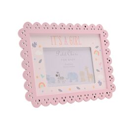 Petit Cheri Scallop Frame 6" x 4" Pink - Its A Girl