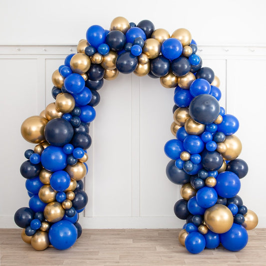 Blue Chrome Ready Made Latex Balloon Arch Inflated