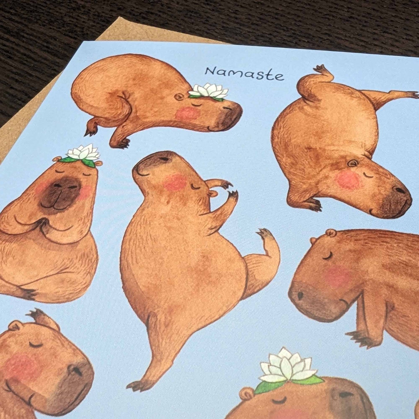 Yoga Capybara greeting card, Namaste card, Any occasion card